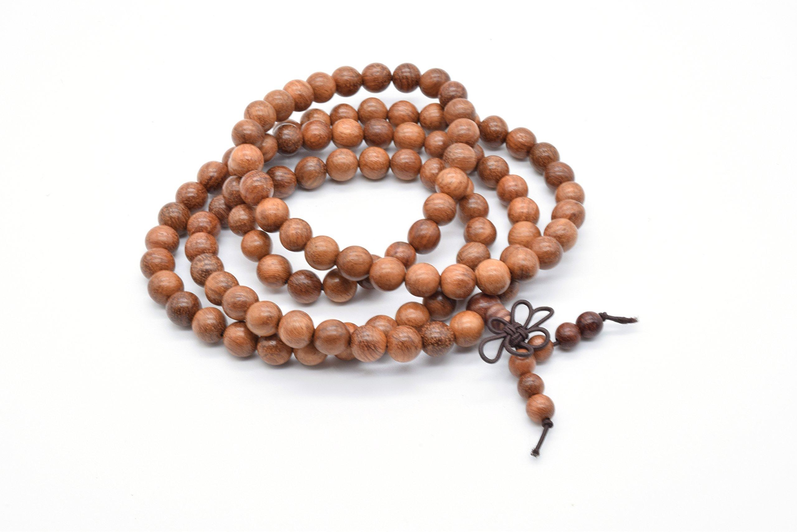 7/24 fashion 8mm Natural Wenge Wood Prayer Beads Buddha Mala Buddhist Bracelet Necklace