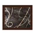 Doodle Dark Rock - Glaucous: Distressed Abstract Contemporary Modern Swirls Curves Lines on Concrete Rock-pattern Grey Wall Art Print on Canvas with Espresso Frame