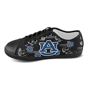 H-ome Art Ncaa Auburn Tigers Men's Low-top Lace-Up Canvas Shoes Casual Sneakers ,Black