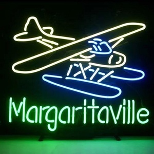 FUTURE(TM) Jimmy Buffett Margaritaville Airplane Neon Sign Aluminum Composite Panel (ACP) Home Beer Bar Pub Wall Signs