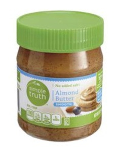 Simple Truth Almond Butter, Smooth, No Salt Added 12 Oz (Pack of 2)