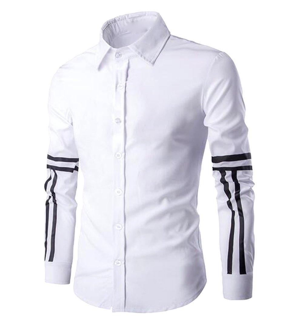 OULIU Men's Fashion Cotton Button Down Long Sleeve Dress Shirts